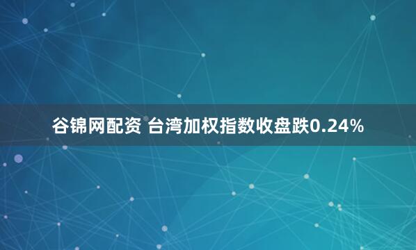 谷锦网配资 台湾加权指数收盘跌0.24%