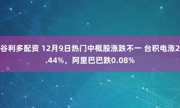 谷利多配资 12月9日热门中概股涨跌不一 台积电涨2.44%，阿里巴巴跌0.08%
